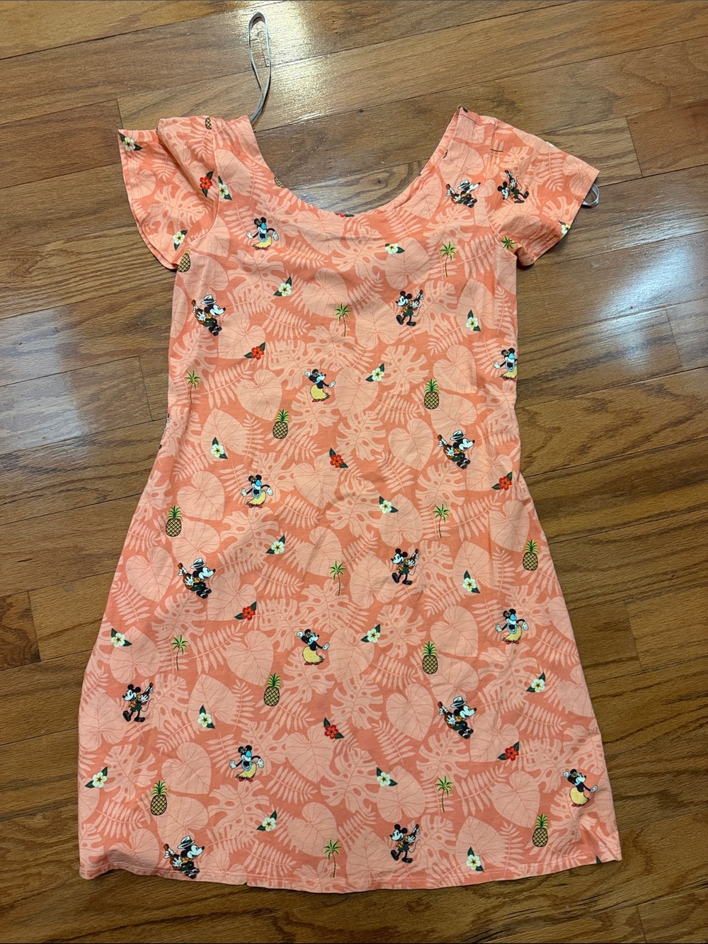 Tommy Bahama x Disney Coral Tropical Print Ruffle Sleeve Dress NWOT